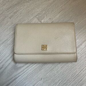 Vintage Givenchy Beige Clutch with Gold Accent